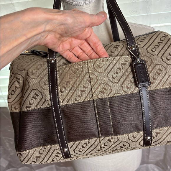 Coach Vintage Signature Logo Brown Stripe canvas Bag/Tote - Picture 7 of 15